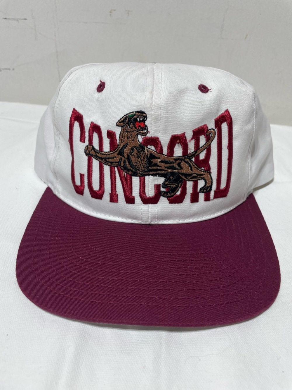 Concord Mountain Lions Snapback Hat Headmaster White Red Mascot Cap OSFA